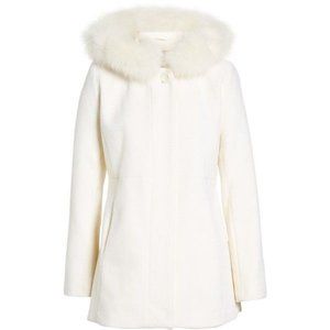 NWT SACHI Lambswool blend w/ real Fur lined hood